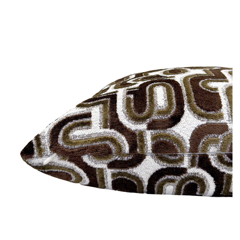 Housse de coussin en velours Retro Graphic, Noyer, 22 x 22 po