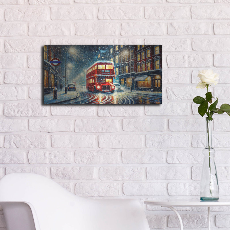  «Snow Night In London» par Rey Klimt, art mural en métal, H 12 po x l 24 po