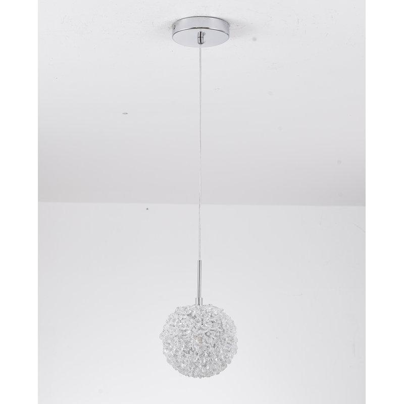 Transitional 1-Light Beaded Crystal Pendant , Chrome