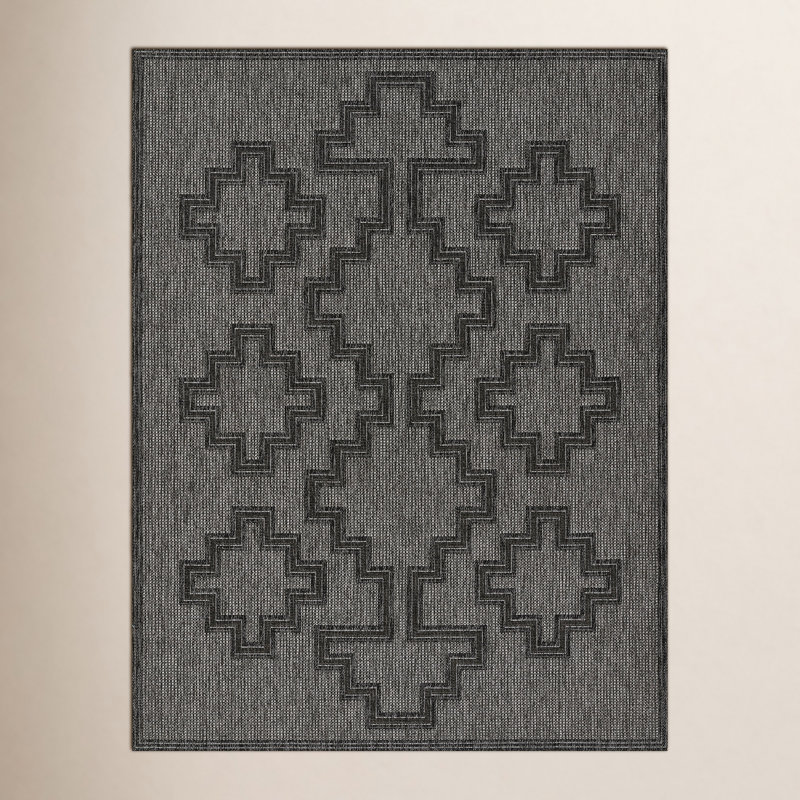 Tapis intérieur / extérieur gris anthracite Ava, Rectangle 5 pi 3 po x 7 pi