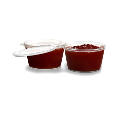  Contenant à fuites 4,5 oz avec couvercles - Contenants à soufflage en plastique avec couvercle à charnières - Parfait pour les tasses à sauce, les tasses d'échantillon, les tasses à boue, les tasses à jello avec couvercles, les aliments (800)