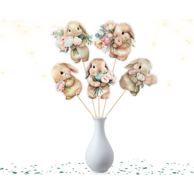 Ensemble de 5 centres de lapin pour fête de naissance et anniversaire - Adorable décoration de fête