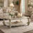 Gazella Traditional Style Wooden Coffee Table with Scrolled Legs, Bone White-29980045