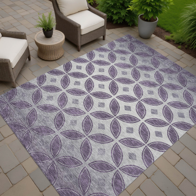 Machine Washable Indoor/Outdoor Lockway ACN2423 Geometric Rug, Rectangle 5' x 7'6"