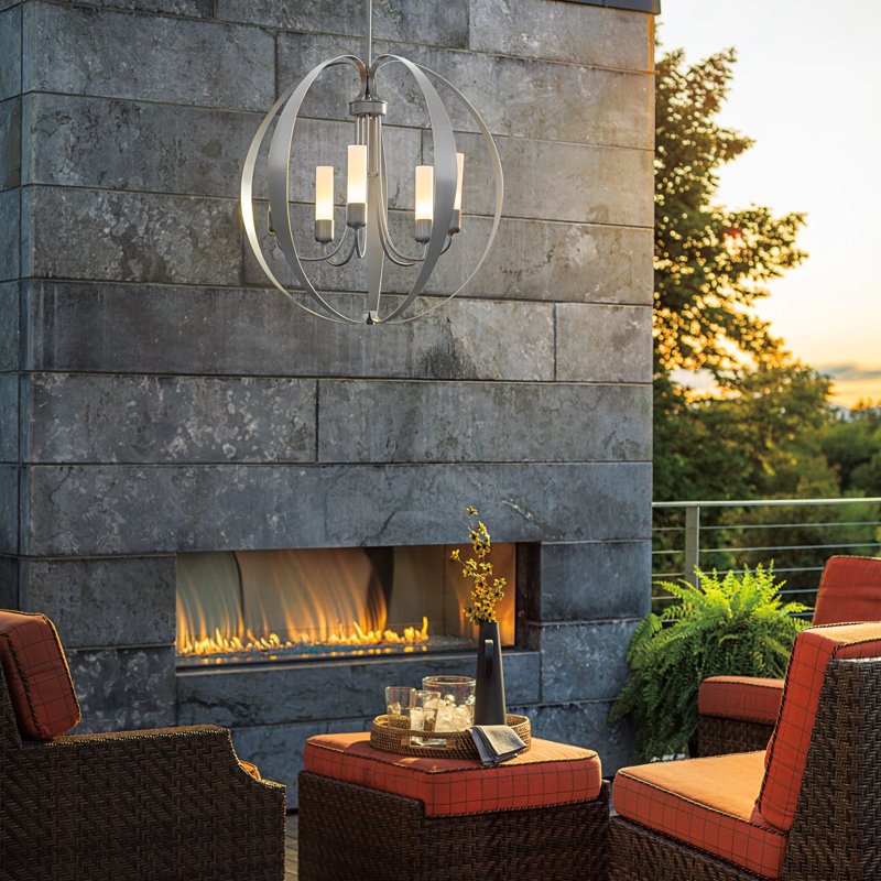 Pomme 5 - Light Outdoor Pendant, Coastal Burnished Steel, Opal Glass