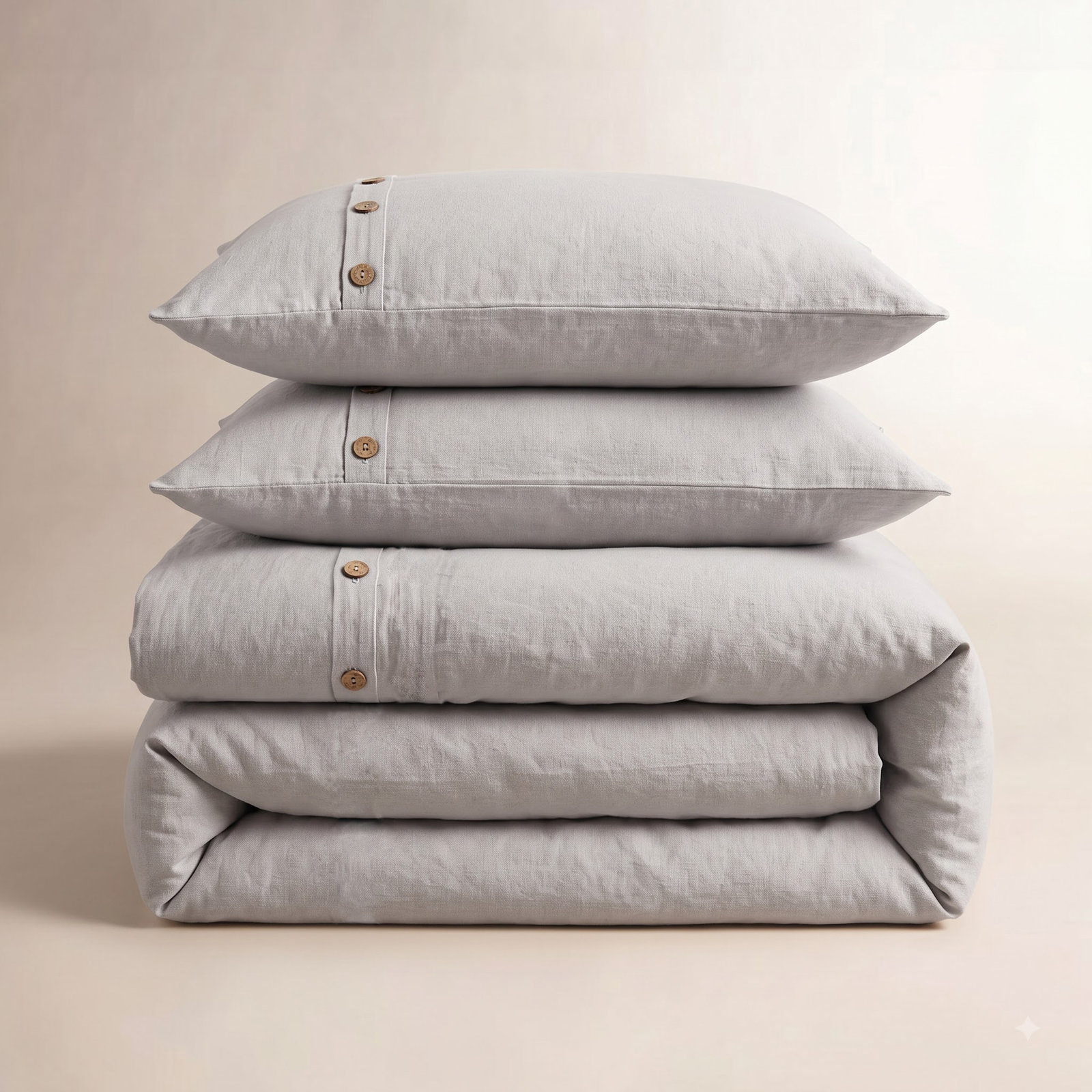 Yeni Linen Duvet Cover Set, King/Cal. King Duvet Cover + 2 Standard Shams, Gray