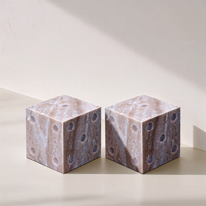 Dice Marble Abstract Figurines & Sculptures, Brown