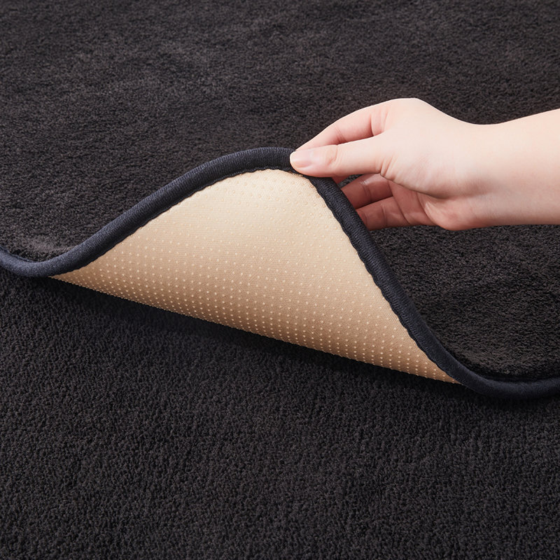 Solid Colour Machine Tufted Shag Area Rug, Runner 60 x 120 cm, Black
