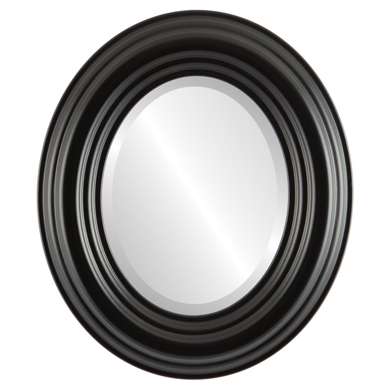 Miroir décoratif ovale encadré Worksop, Noir mat, H 23 po x l 19 po
