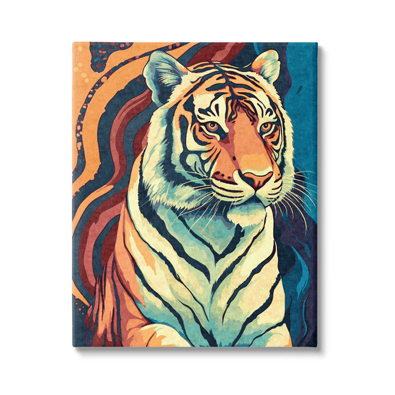 Tigre sauvage sur toile par Ziwei Li, peinture, H 40 po x l 30 po x P 1,5 po