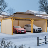 14 pi. L 22 pi. Auvent de garage portatif en acier galvanisé D Carport