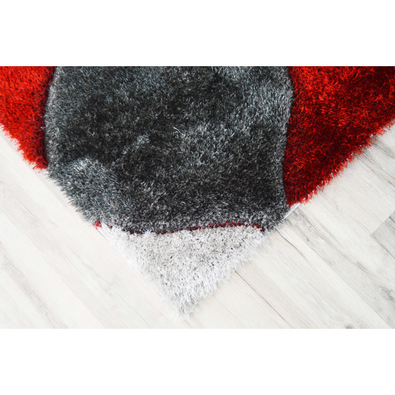 Tapis noir / gris / rouge Toula, Rectangle 5 pi 2 po x 7 pi 5 po