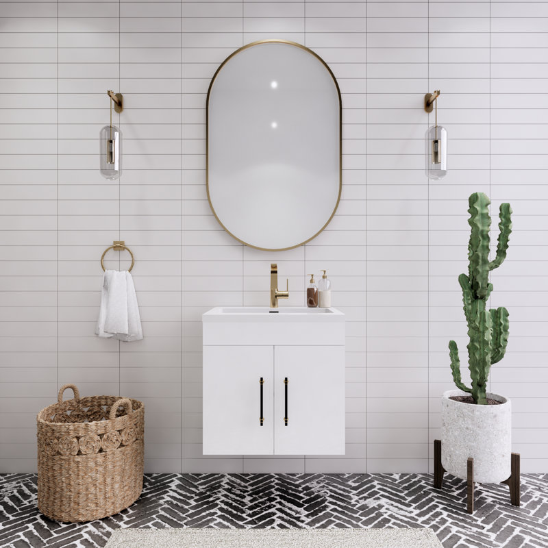 Ensemble de meuble-lavabo simple 24 po Tojuana, Blanc brillant
