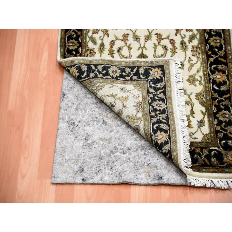 2'6"x8'2" Ivory Hand Knotted Rajasthan All Over Design Wool and Silk Runner Rug F6EC217BD9284E3C88EFCD68CADF1643
