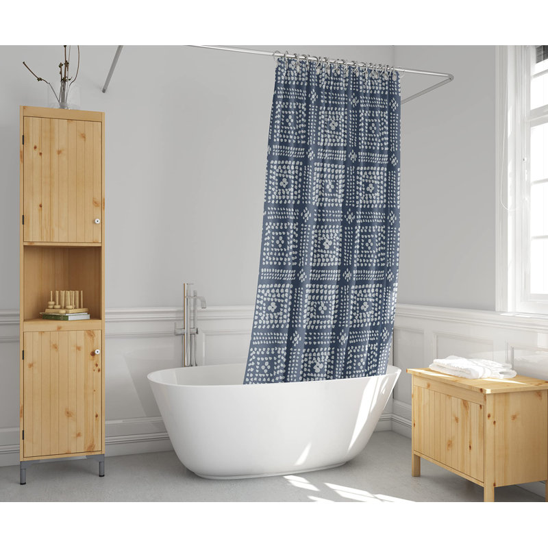 Rideau de douche bleu Shibori