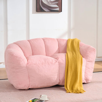 Canapé surdimensionné pour salon, fauteuil à billes pour adultes, fauteuil à billes moelleux ultra doux, fauteuil de lecture confortable avec bourre, rose