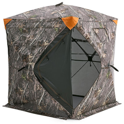 Hunting Blind, 270° See Through Ground Blind, 1-2 Person Pop Up Deer Blind For Hunting With Carrying Bag, Portable Resilient Hunting Tent, One-Way See-Through Mesh For Turkey And Deer Hunting