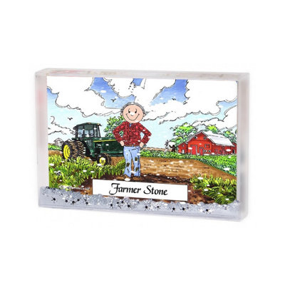 Cadeau de cadre de boule de neige mâle Farmer personnalisé