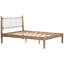 Bohemian - Inspired Queen Size Bed With Woven Leather Back, Natural Wood, Finish And Pine Frame, Weight Balanced Slats