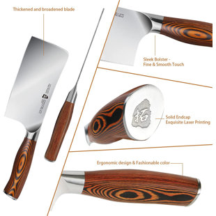 TUO Cutlery 6'' Cleaver Knife - Stainless Steel Meat & Vegetable Chopper, Silver