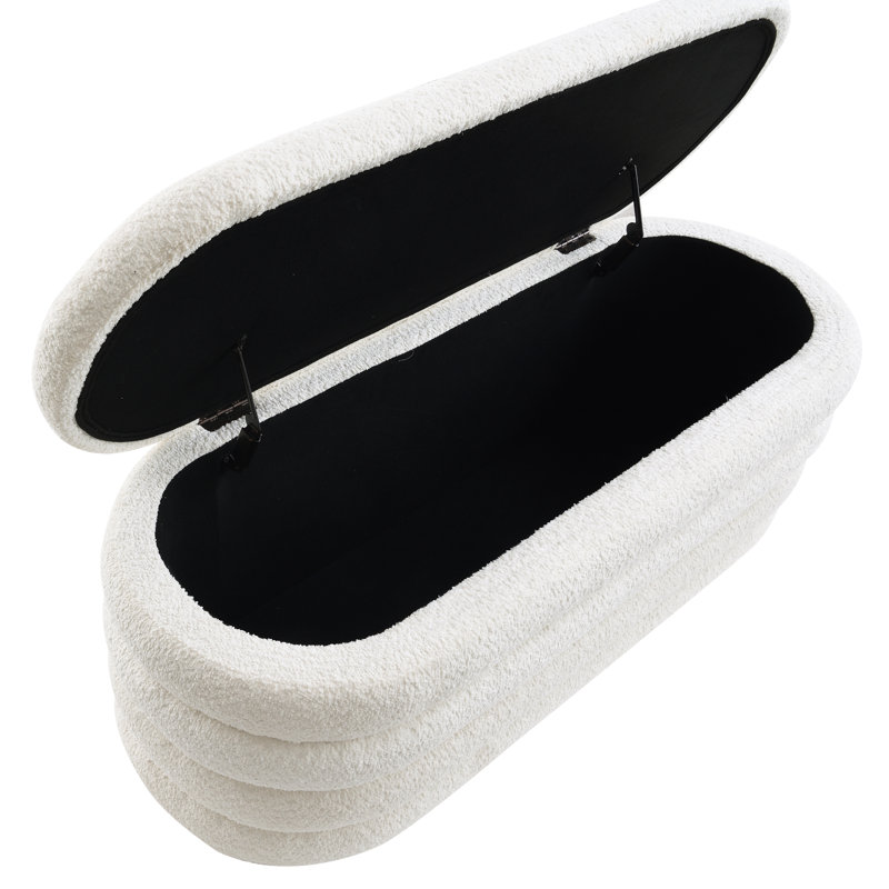 Brigett Upholstered Ottoman, Ivory 100% Polyester