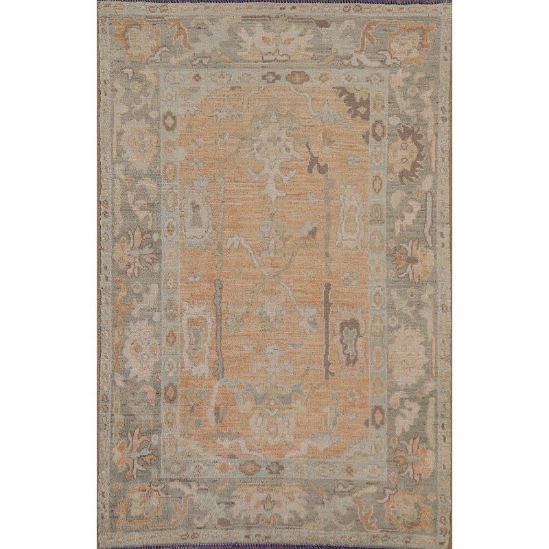 Tapis floral en laine noué à la main à motif floral 3 pi 11 po x 5 pi 10 po Floral
