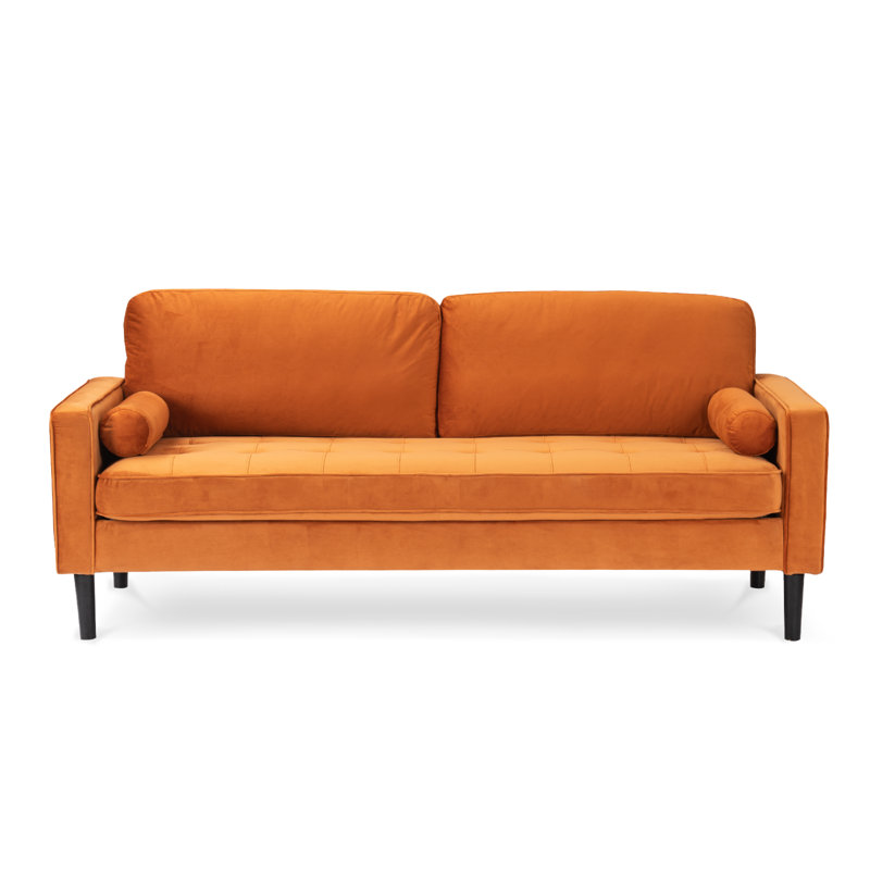 Baity Cushioned Loveseat Sofa, 3, Velvet Orange