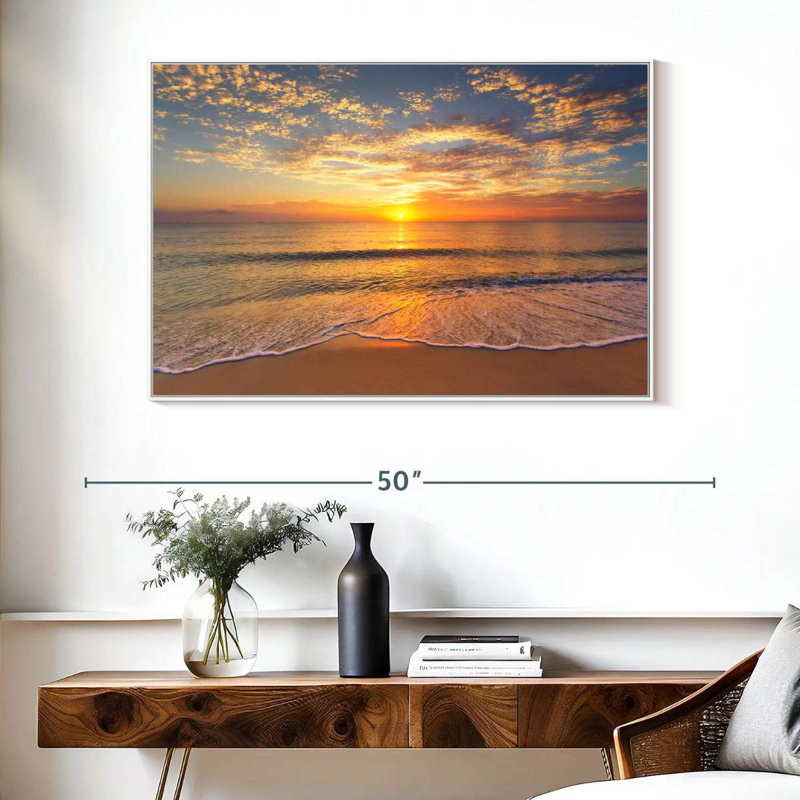 Vue apaisante sur l'océan, Cadre flottant blanc, 40 po x 27 po