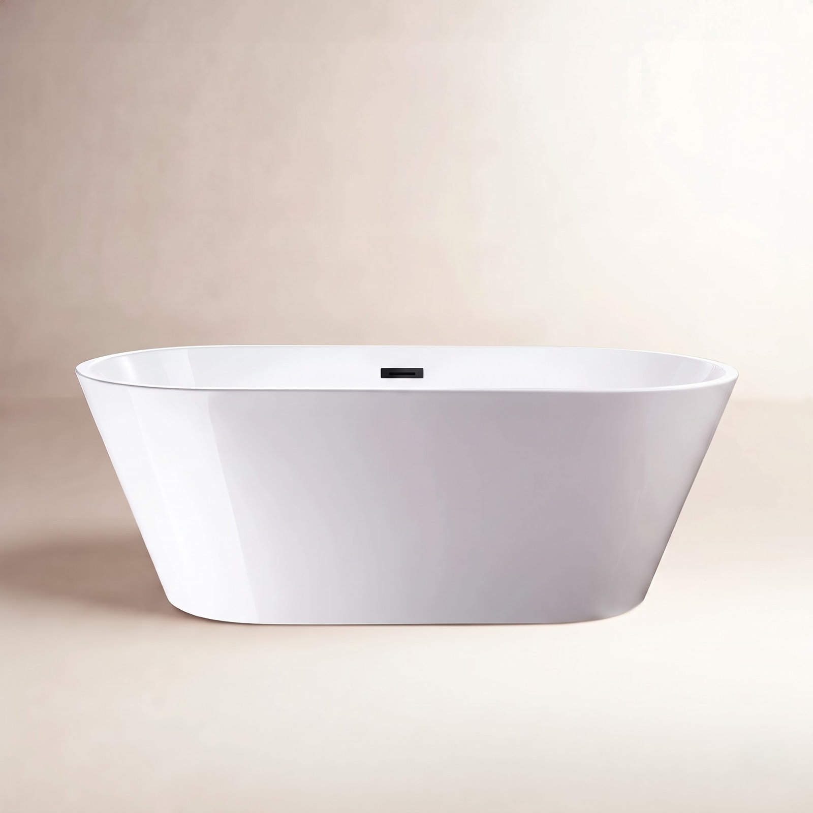 Iris 59" Freestanding Soaking Acrylic Bathtub, White/Oil Rubbed Bronze