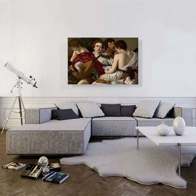 " The Musicians 1595 " by Caravaggio Painting Print, 26" H x 40" W x 1.5" D