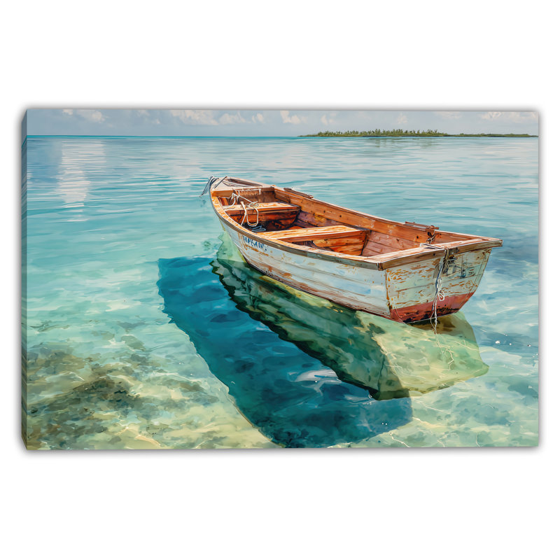 Clear Water Skiff Wrapped Canvas Wall Art, 24"H x 36"W x 1.5"D