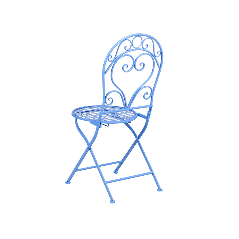 Bistro Set ALBINIA Metal Burgundy, Light Blue