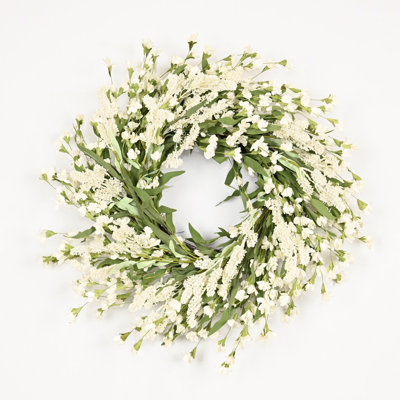 24" Artificial Farmhouse Spring Summer Blossom Cluster Greenery Foliage Berry Forsythia Front Door Wreath