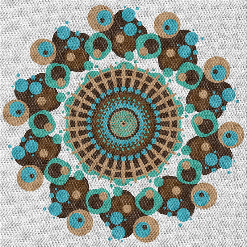Laine tissée à la main et polyester turquoise/gris/noir Tapis décoratif, Carré 6 pi