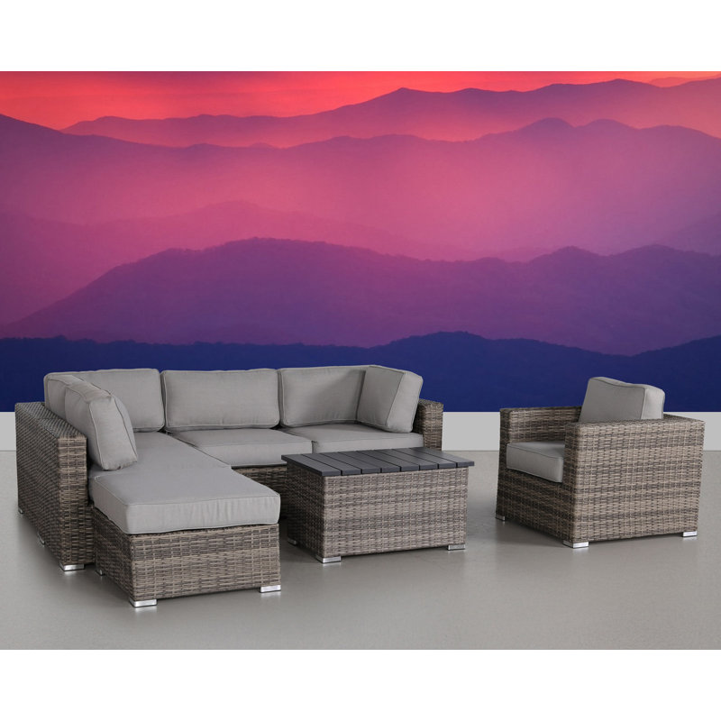 Thatch Wicker Fully Assembled 4 - Person Seating Group with Cushions