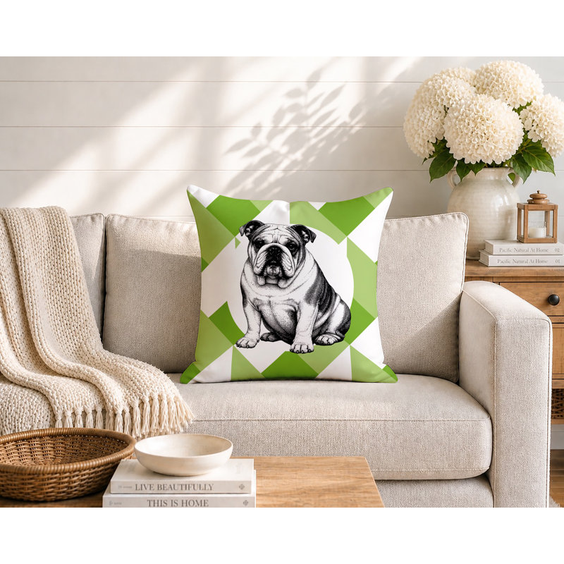 Oreiller réversible intérieur / extérieur Bulldog, 18x18, Vert printanier