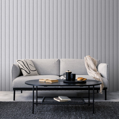 Luxe Concrete Slat Grey Wallpaper