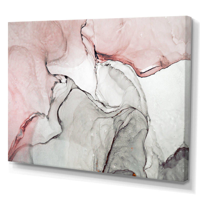 Art mural sur toile luxueux rose gris marbré II, H 24 po x l 36 po, Toile tendue, Sans cadre