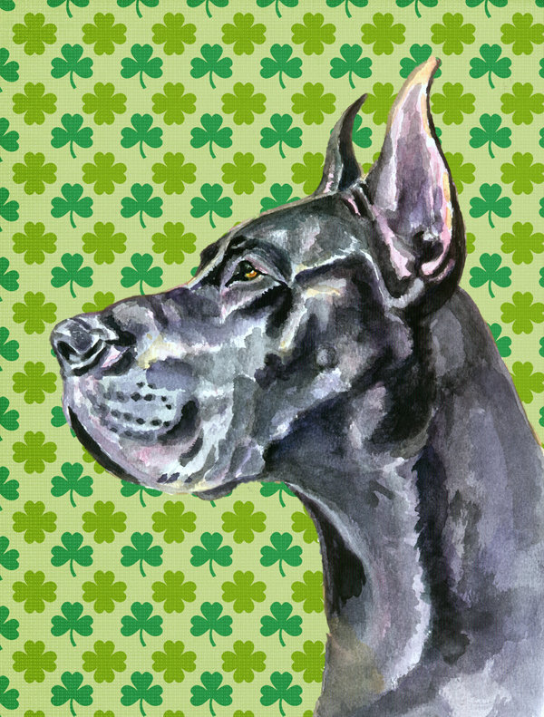 Drapeau de jardin à 2 côtés st. patrick day trèfle, Grand danois (noir et gris)