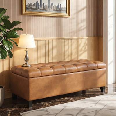Pouf avec rangement, surface en bouclÃ© et pieds en bois d'hÃ©vÃ©a, capacitÃ© de 136 kg, pour un intÃ©rieur moderne