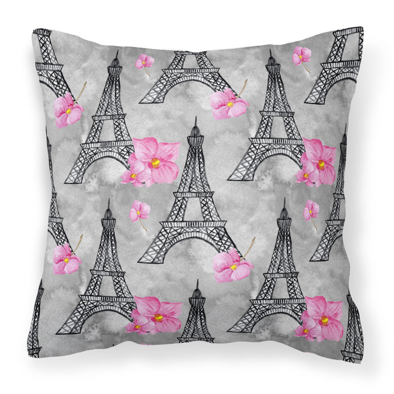  Coussin extérieur Flowers Flowers Eiffel Tower, 18 po x 18 po
