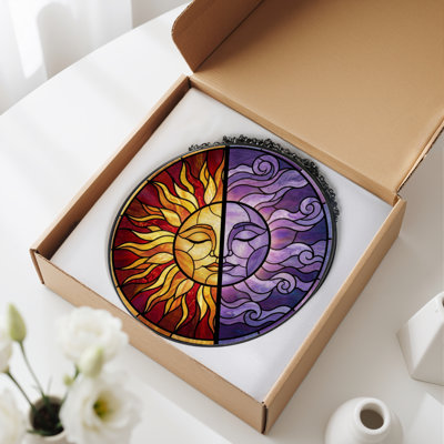 Panneau de vitrail 12 "H Sun and Moon