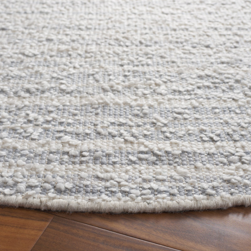 Tapis bleu clair / ivoire en coton tissé à la main Mihos Renewal, Rond 6 pi