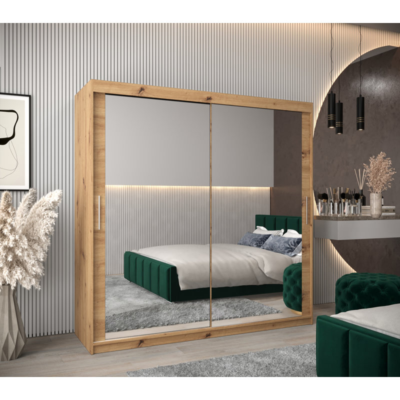 Abdu 2 Door Manufactured Wood Wardrobe, Artisan Oak