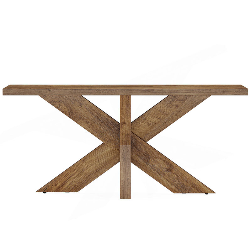 Console de style maison de campagne de 70,9 po de long, canapé derrière le canapé avec base géométrique en bois, table d'appoint pour le hall d'entrée du couloir