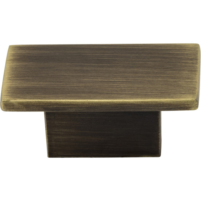 Mirada Rectangular Knob, Antique Brushed Satin Brass
