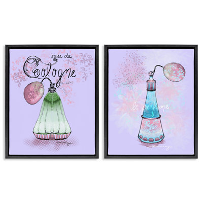 Fragrance Perfumes on Purple 2pc Floating Frame Set, design by Susan Lugar