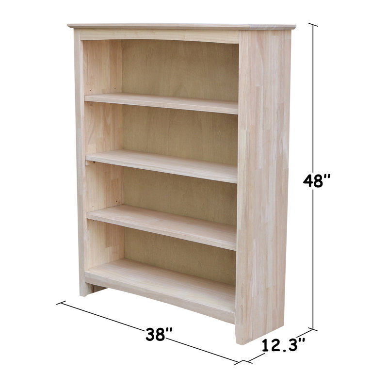  Bibliothèque en bois massif Derren, (4 tablettes) H 48 po x l 38 po x P 12,3 po