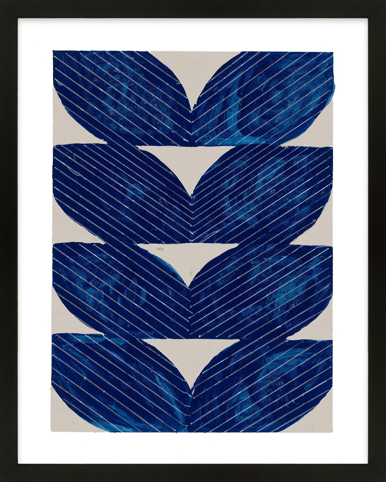 Blue Chevron "Navy Chevron" Painting, Black, 30" H x 24" W x 1.25" D