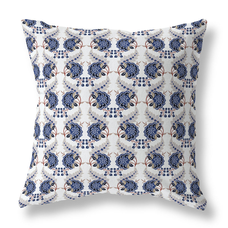 Botanical Bouquet Broadcloth Throw Pillow, 26"H x 26"W, Blue/Orange/Multi